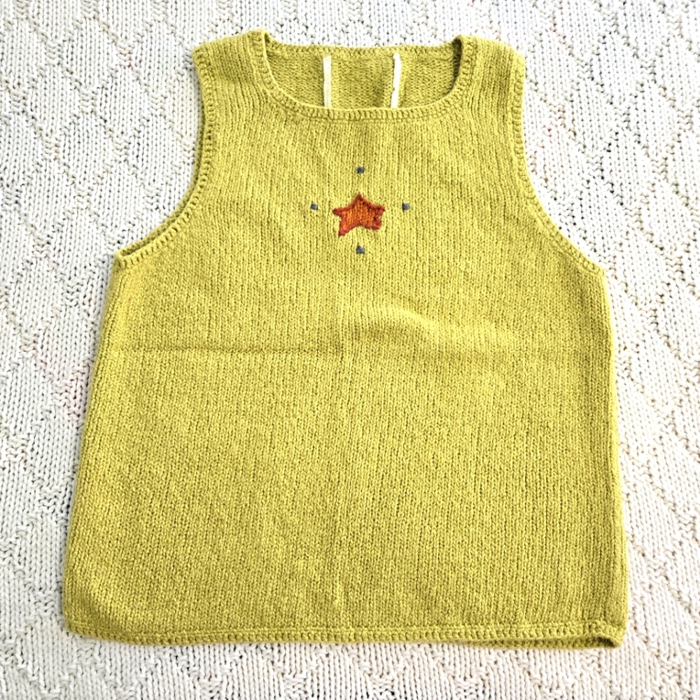 Handmade Green Knit Sweater with Star Design
